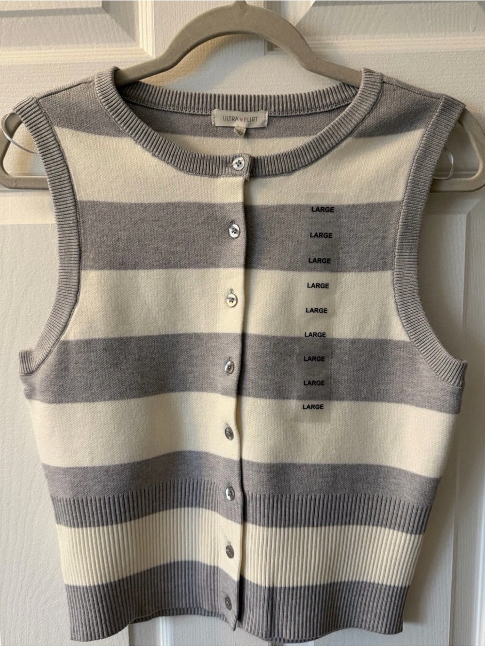 NWT Ultra FLIRT Juniors' Striped Crewneck Sweater Vest